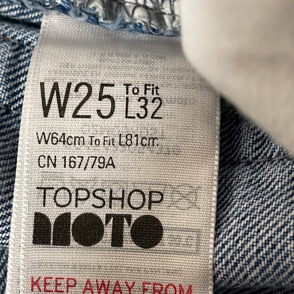 TOPSHOP MOTO Mom Floral Embroidered Boho Jeans Size 25x32 Blue Cotton Denim - Picture 9 of 11